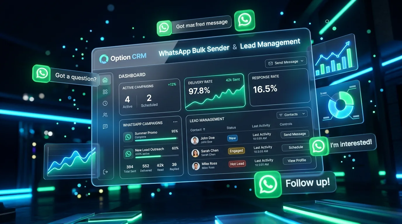 Option CRM WhatsApp Bulk Messaging and Customer CRM Dashboard